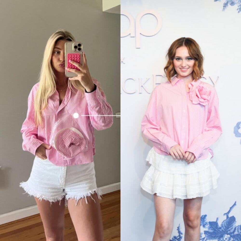 Gap‎ × Loveshackfancy Baby Pink 100% Organic Cotton Cropped Shirt Casual Easter